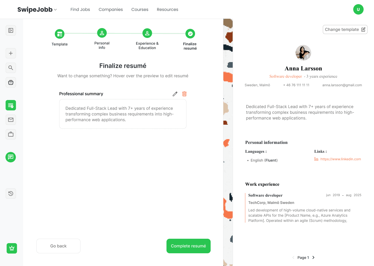 Selecting a bullet point and enhancing it with AI